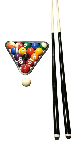 John West Billard Einsteiger Set - Kugeln + Triangel + 2 Billardqueues 145 cm - Queues Set für Anfänger, inklusive hochwertiger Kugeln und Triangel für ein perfektes Spielerlebnis.