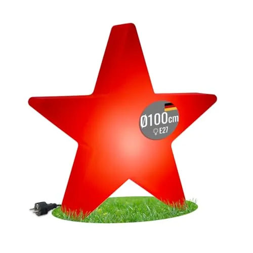 seasons design Shining Star XXL LED Weihnachtsstern Ø 100 cm (Rot), E27 Fassung inkl. Leuchtmittel in warmweiß, Großer beleuchteter Stern, Weihnachtsdeko, Winterdeko, für außen + innen 8