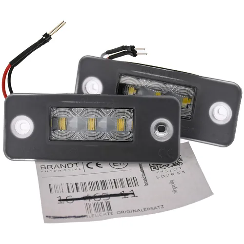 BRANDT LED Kennzeichenbeleuchtung für AUDI A8 D3/S8 - Kraftfahrzeugbeleuchtung mit 3 hochwertigen Philips LEDs pro Modul. Ideal für eine moderne und effiziente Nummernschildbeleuchtung, geeignet für den einfachen Einbau ohne Batterien.