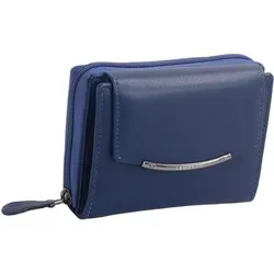 GlücksNugget Geldbörse - Dunkelblaue Damenreißverschlussbörse aus Leder - Elegante Geldbörse mit 6 Ausweissteckfächern, 8 Kreditkartenfächern und praktischen Unterteilungen im Kleingeldfach für optimale Organisation.