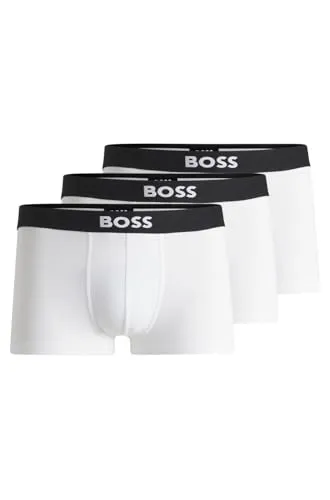 BOSS BOSS ONE Trunk Herren Baumwolle weiß, M 742867-0002-09920 - Herren-Boxershorts aus elastischem Baumwoll-Jersey, bequem und stylish, Teil der exklusiven David Beckham Kollektion BOSS ONE.