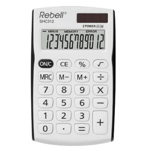 Rebell RE-SHC312 - Kleiner Taschenrechner mit 12-stelligem Display, Wurzelberechnungen und dreifachem Speicher, kompakt und leicht