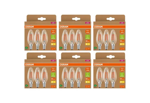 Osram LED Classic E14 – 3,8W (60W Ers.) 2700K Klar (6 Stk.) - Energieeffiziente LED-Lampen mit warmem Licht für eine gemütliche Atmosphäre. Ideal für den täglichen Einsatz in Wohnräumen.
