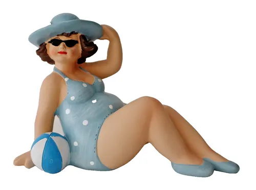 Frau im Badeanzug Hut Mollige Dicke Dame Lady Rubens Deko Retro Figur Skulptur