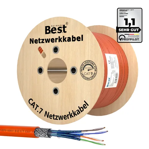 m CAT.7 Verlegekabel Gigabit Netzwerkkabel Kupfer LAN 1000Mhz S/FTP6 5 Kat.7 500