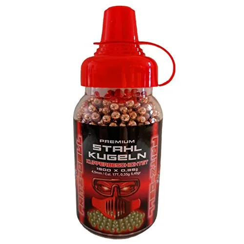 WEILAX 1500 Fritz-Cell Stahl kupferbeschichtete BBS 4,5 mm Stahlkugeln Stahlrundkugeln für Luftpistole BB´s…