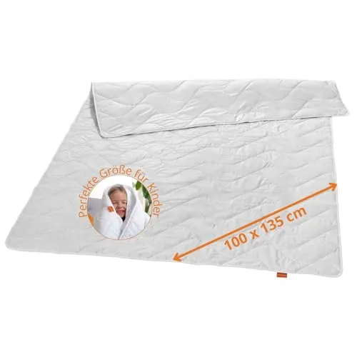sleepling Kinderdecke Sommer, 100% Wildseide 100x135 - Bettdecken aus 100% Wildseide, kühlend und feuchtigkeitsregulierend – ideal für warme Nächte. Made in Germany, perfekt für Allergiker durch Baumwollbezug.