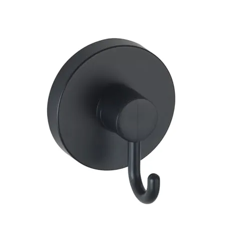 WENKO Vacuum-Loc® Haken Schwarz, 2er Set Handtuchhalter, Haken für Handtücher und Accessoires, Befestigen ohne bohren mit Vakuum, Kunststoff schwarz lackiert, Loft-Style, je 6 x 6,7 x 5 cm