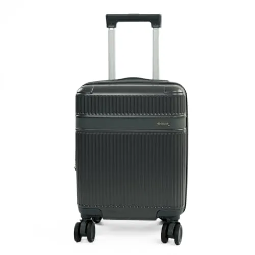 Solier Hartschalenkoffer – Reisetrolley mit 4 Rollen, Zahlenschloss und Teleskopgriff – Rollkoffer Hardcase Gepäck (dunkelgrau, 16' XS)