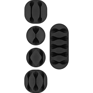 Goobay 70683 Kabelmanagement Set (mini) - Selbstklebende Kabelklemme für Schreibtisch und Auto, ideal für ein ordentliches Kabelmanagement zuhause oder im Büro