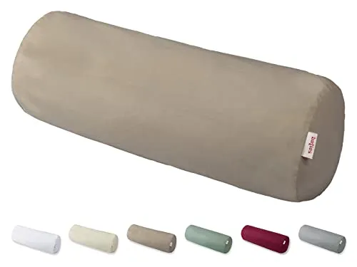 beties BasicSoft XL Nackenrollenhülle ca. 25x70 cm 100% Baumwolle Jersey Rücken/-Bein-Rolle Nackenrollen-Bezug Lagerung Schwangerschaft - Plaza-Taupe