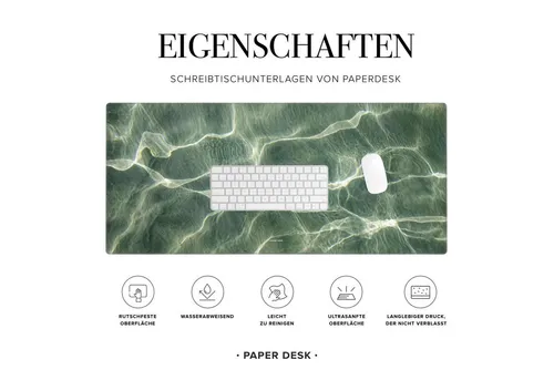 PAPER DESK Schreibtischunterlage XXL Mauspad Tischunterlage 90x40cm Desk Pad für Tastatur & Maus, (rutschfest & wasserabweisend, ultrasanfte Oberfläche – stilvolle Schreibtischmatte für Büro & Homeoffice)