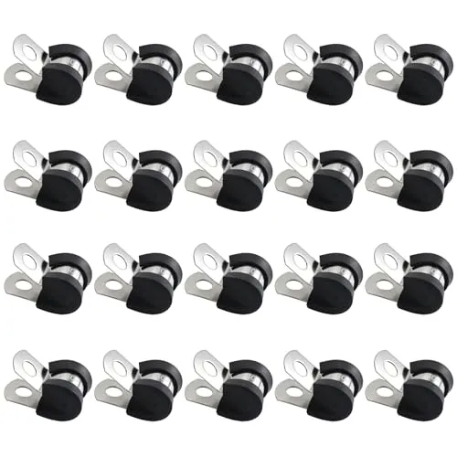 Stück Rohrschellen aus Edelstahl,R Form Schlauchschelle,Gummi Gefüttert Kabelschellen P-Klammern Edelstahl Schlauchschellen,Metall Kabelschellen Isolierklemme,Gelenkrohrschellen (8mm) 20