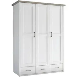 Xxxl Babykleiderschrank Luca / Corner, Weiß/Eiche - Kleiderschrank mit 7 Fächern und 3 Schubladen, ideal für die optimale Organisation von Babykleidung und -accessoires.