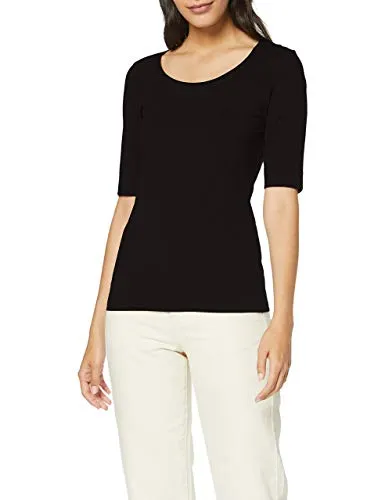 OPUS Damen Kurzarmshirt SERTA Slim Shirt - Jersey Black, Größe 44 - T-Shirts für Damen: Stilvolles OPUS Kurzarmshirt aus hochwertigem Jersey, schmale Passform für eleganten Look, ideal für vielseitige Alltagskombinationen.