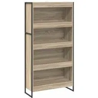 vidaXL Bücherregal 2-Tlg Sonoma 80 x 30 x 155 cm - Industrielles Bücherregal aus Holzwerkstoff mit robusten Stahlbeinen. Stilvoll und praktisch für jeden Raum, bietet es viel Stauraum für Bücher und Deko.