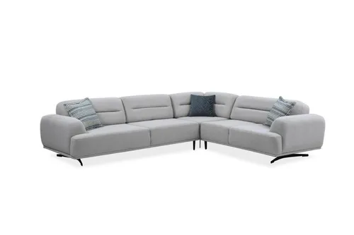 Ecksofa L-Form Grau – Modernes Lounge-Ecksofa - Geräumiges Ecksofa in Grau, ideal für das Wohnzimmer. Mit bequemen Kissen und modernem Design. Bietet Platz für bis zu 6 Personen und sorgt für eine stilvolle Atmosphäre.