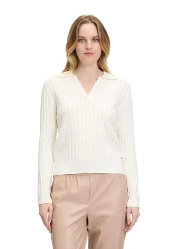 Betty & Co Damen Strickpullover mit Kragen 40, Rohweiß - Pullover für Damen, figurumspielender Schnitt mit elegantem Kragen für einen schlichten, aber stilvollen Look.