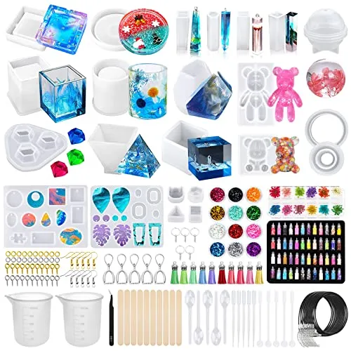 JOTOL Epoxidharz Formen Set, 132 Stück - Modellieren & Gießen, vielseitiges Silikonformen-Set für kreative Schmuckherstellung und individuelle Geschenke.