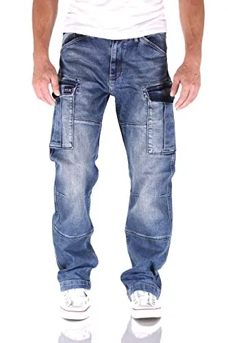 Big Seven Brian Vintage Aged Cargo Herren Jeans W48/L34 - Bequeme Cargo-Jeans im Comfort Fit mit praktischen Oberschenkeltaschen und verstellbaren Beinenden. Ideal für den lässigen Alltag und mit hochwertigem Baumwollmaterial für optimalen Tragekomfort.