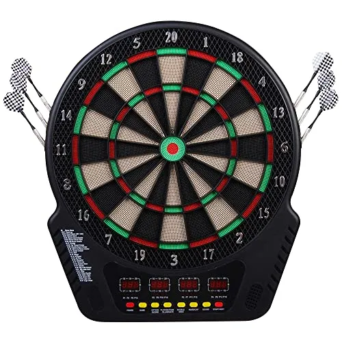 HOMCOM Elektronische Dartscheibe ABS,PP - Dartscheibe für Zuhause mit 27 Spielen und 243 Variationen, inklusive 6 Dartpfeilen und einfacher Wandmontage für sofortigen Spielspaß.
