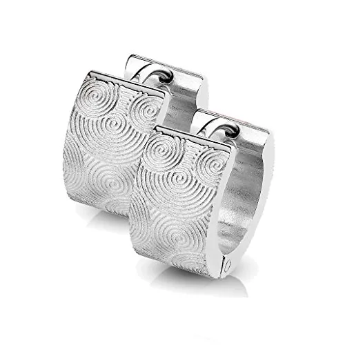 BlackAmazement Unisex 2er Set Klapp Creolen Ohrringe Ohrschmuck Edelstahl Ammonit Spirale Schnecke