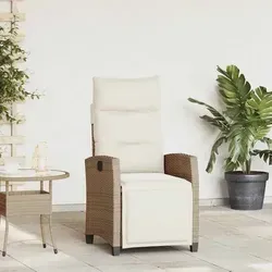 vidaXL Verstellbarer Gartensessel mit Beistelltisch - Beige Poly Rattan - Relaxsessel & -liegen: Genieße höchsten Komfort mit verstellbarer Rückenlehne und Fußstütze, ideal für entspannte Stunden im Freien. Der praktische Beistelltisch sorgt für zusätzlichen Komfort.