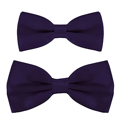 DonDon Vater-Sohn Fliegen Set im Partnerlook, bereits gebunden und verstellbar - Violett