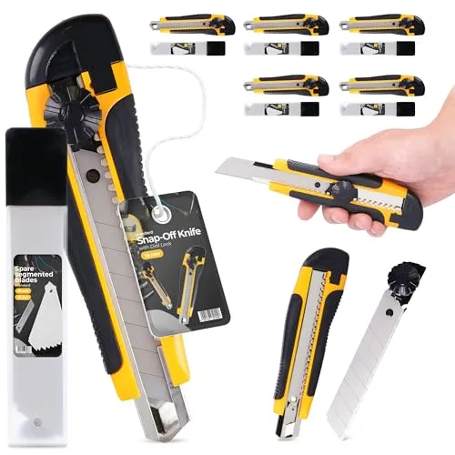 5x Cuttermesser 18 mm Teppichmesser Paketmesser Kartonmesser Cutter Metallmesser Folienmesser Universalmesser Abbrechmesser 55x Ersatzklingen Abbrechklingen