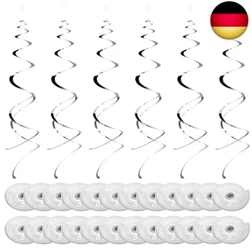 NATUCE 30 Stück Folien Party Hängend Wirbel Dekorationen, Deckenhänger Spiral Gi