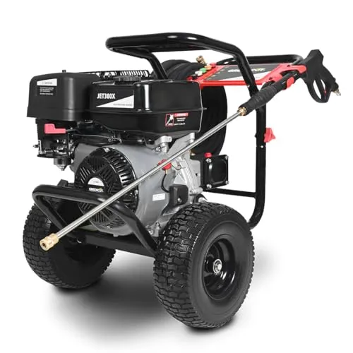 GREENCUT JET380X - Benzin-Hochdruckreiniger, 15 PS mit maximalem Druck von 290 bar, mit 5 Druckoptionen, für Außenreinigung, Fahrzeuge, Maschinen.