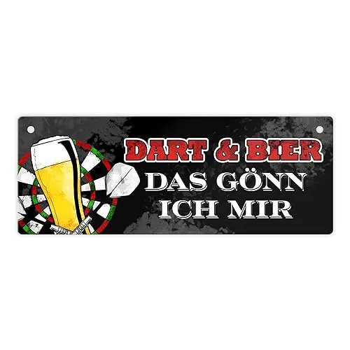 Dart und Bier das gönn ich mir Metallschild als kleine Aufmerksamkeit für einen Dartspieler der gerne auch mal ein Bierchen trinkt