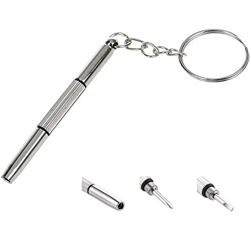 Genieforce 3-in-1 Mini Precision Schraubenzieher Schlüsselanhänger für Brillen, Sonnenbrillen, Schmuck und Uhren Reparatur