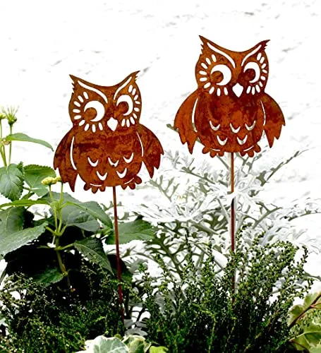 LB H&F Lilienburg Roststecker Herbst Herbstdeko Gartendeko Gartenstecker Rost Metall Dekofigur Gartenfigur Rostfigur (Eule NEO)