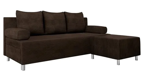 Mirjan24 Schlafsofa Dover Cord mit Schlaffunktion und Bettkasten - Praktisches Schlafsofa mit Bettkasten und einer großzügigen Schlaffläche von 192x133 cm. Inklusive Kissen-Set und optionalem Hocker. Komfortable Montage und Lieferung in die Wohnung.