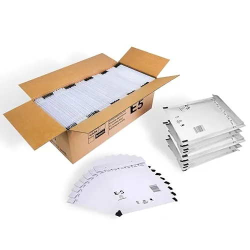 Versandtaschen Luftpolsterumschläge haftklebend Luftpolsterversandtaschen Luftpolstertaschen Gr. E/5 E5 weiß (240mm x 275mm) Umschläge gepolstert Polsterumschlag Taschen 100