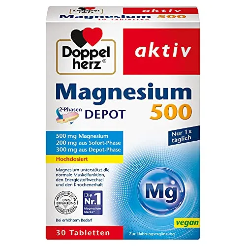 Doppelherz Magnesium 500 2-Phasen – Hochdosiertes Magnesium für Muskelfunktion