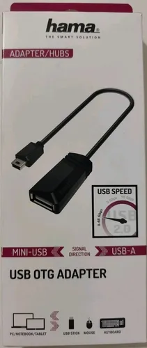 Hama USB-Ladekabel 2.0 Adapter USB-A/Mini-USB W/M 480Mbps OTG 15cm Schwarz Neu