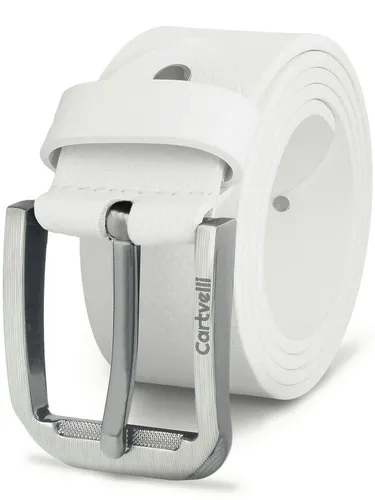 Cartvelli Premium Ledergürtel Herren Weiß Carbon 125cm in weiß von Cartvelli