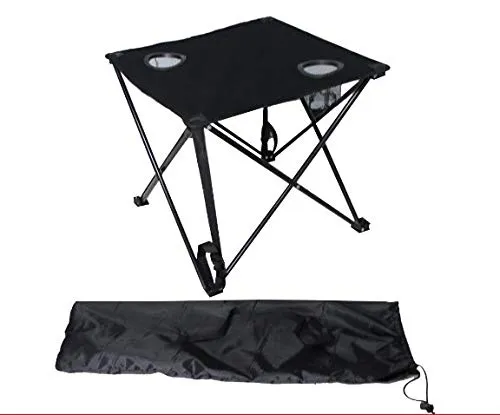Möbelbörse Campingtisch faltbar mit 2 Getränkehalter Klapptisch Falttisch Gartentisch Tisch Schwarz