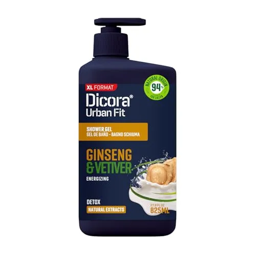 Dicora UrbanFit | Energisierendes Duschgel mit Vetiver- und Ingwerextrakten | Badegel für ein einzigartiges und stimulierendes Gefühl | Größe 825 ml