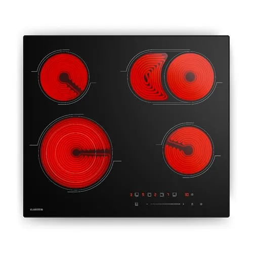 Klarstein Glaskeramikkochfeld 60 cm - 4-Zonen, 6700 W, Touch-Slider - Kochfelder für moderne Küchen mit 6700 W Leistung, präziser Touch-Steuerung und praktischen Funktionen wie Timer und Kindersicherung für sicheres Kochen.