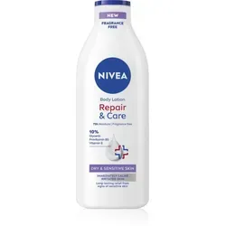 NIVEA Repair & Care Sensitive Hautmilch 400 ml - Hautmilch für trockene und empfindliche Haut, spendet intensive Feuchtigkeit und sorgt für ein samtweiches Hautgefühl. Schnell einziehend und leicht aufzutragen, ideal nach dem Baden oder Duschen.