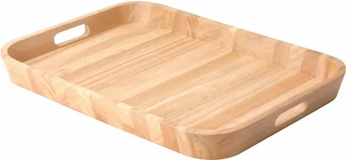 Continenta Serviertablett mit Griff - Hochwertiges Holztablett in Braun, ideal für alle Anlässe. Praktische Griffe ermöglichen ein einfaches Servieren von Speisen und Getränken.