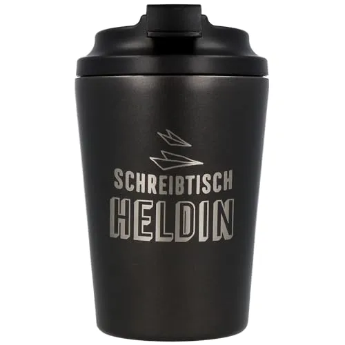 Spruchreif | Thermobecher mit Deckel | Edelstahl Isolierbecher | Thermobecher für Unterwegs | Heiß-/Kaltgetränke | Schreibtisch Heldin
