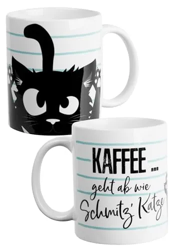 Ralf Schmitz Tasse - Kaffee geht ab wie Schmitz' Katze Kaffeetasse Becher Kaffeebecher aus Keramik 320 ml
