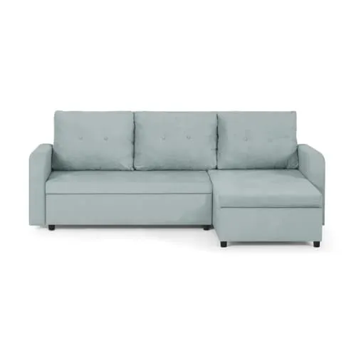 SENTO TRADE Ecksofa mit Schlaffunktion, Bettkasten, L-Form Eckcouch, Schlafsofa, Bonellfederkern, Berlin (Mint)