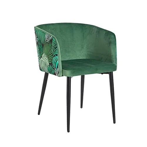 HTI-Living Esszimmerstuhl Destin Leaf Grün - Stuhl mit Armlehnen und samtigem Muster, ideal für modernes Wohndesign und hohen Komfort. Maße: 58 x 73 x 56 cm, belastbar bis 120 kg.