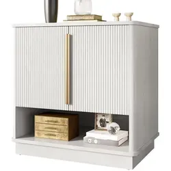 MODFU Schuhschrank 60x40x61 cm mit 2 Türen und offenem Fach in gold von MODFU