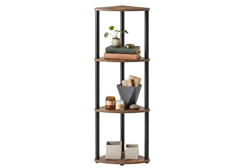 SONGMICS HOME Eckregal mit 4 Ebenen, braun-schwarz